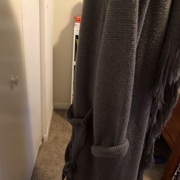 Grey Color Ankle Length, Cardigan Sweater Coat - Picture 6 of 6